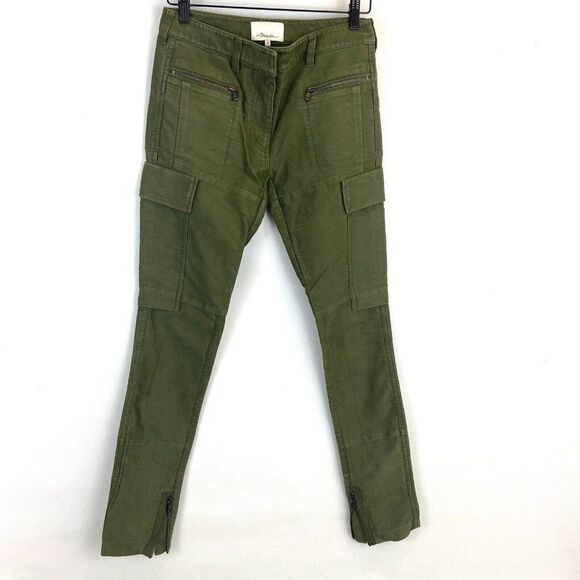 3.1 Phillip Lim olive green Cotton fitted cargo pants 0 - Picture 1 of 5